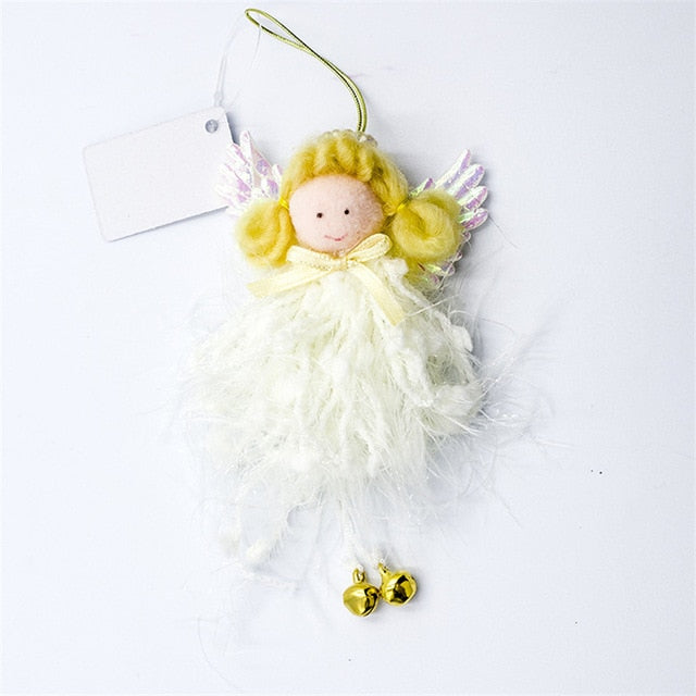 Cute Plush Christmas Tree Ornaments With Gold Bells