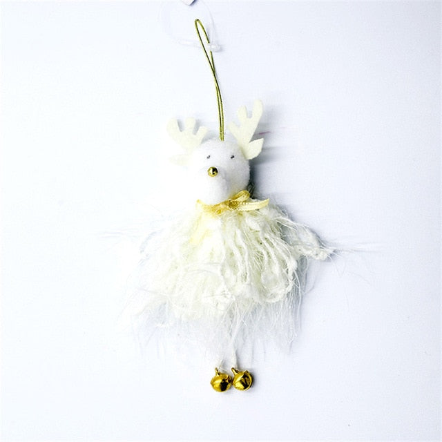 Cute Plush Christmas Tree Ornaments With Gold Bells