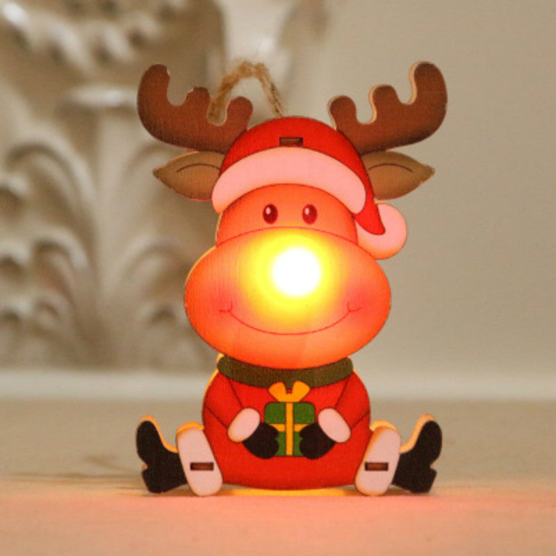 Wood Christmas Tree Ornament With Warm Festive Glow