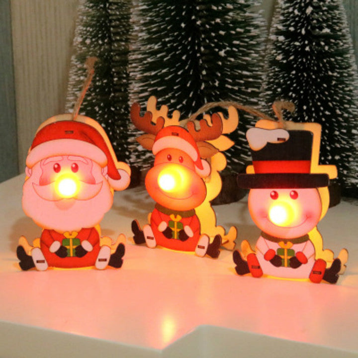 Wood Christmas Tree Ornament With Warm Festive Glow