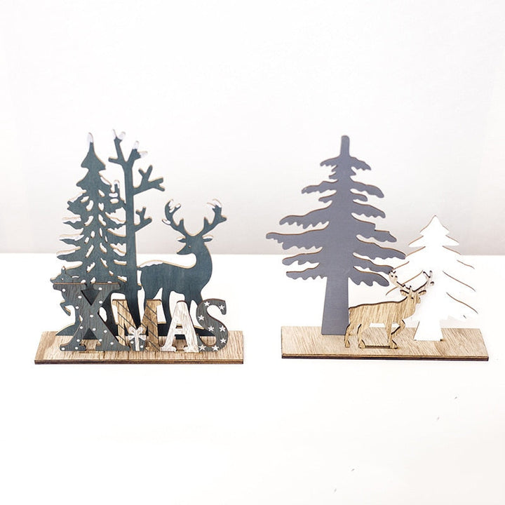 Wooden Christmas Tree Ornament Woodland Centerpiece