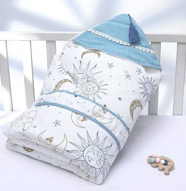 Newborn Baby Swaddle Wrap, Double-Layer Cotton Cocoon