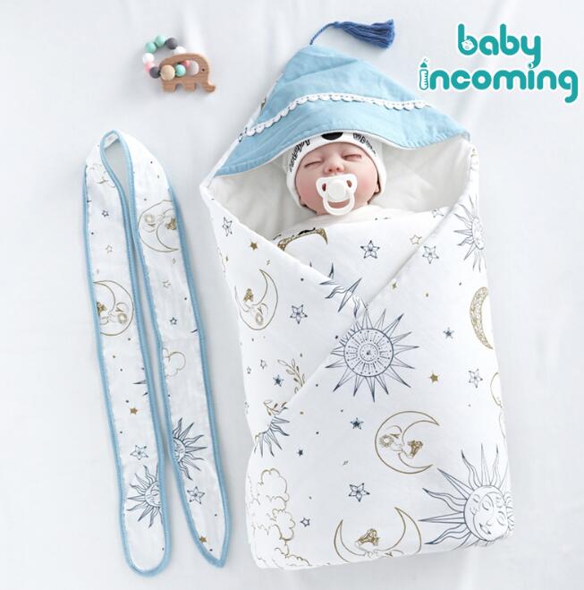 Newborn Baby Swaddle Wrap, Double-Layer Cotton Cocoon
