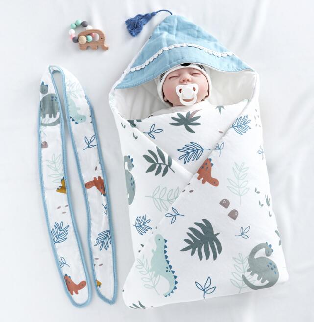 Newborn Baby Swaddle Wrap, Double-Layer Cotton Cocoon