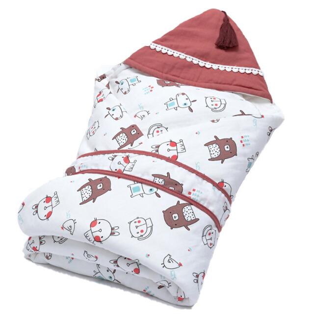Newborn Baby Swaddle Wrap, Double-Layer Cotton Cocoon