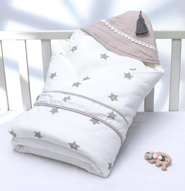 Newborn Baby Swaddle Wrap, Double-Layer Cotton Cocoon
