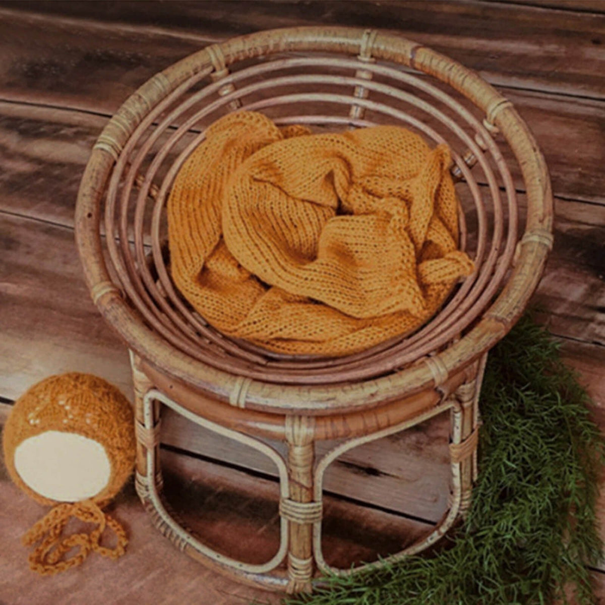 Newborn Rattan Chair Prop for Cozy Studio Portraits