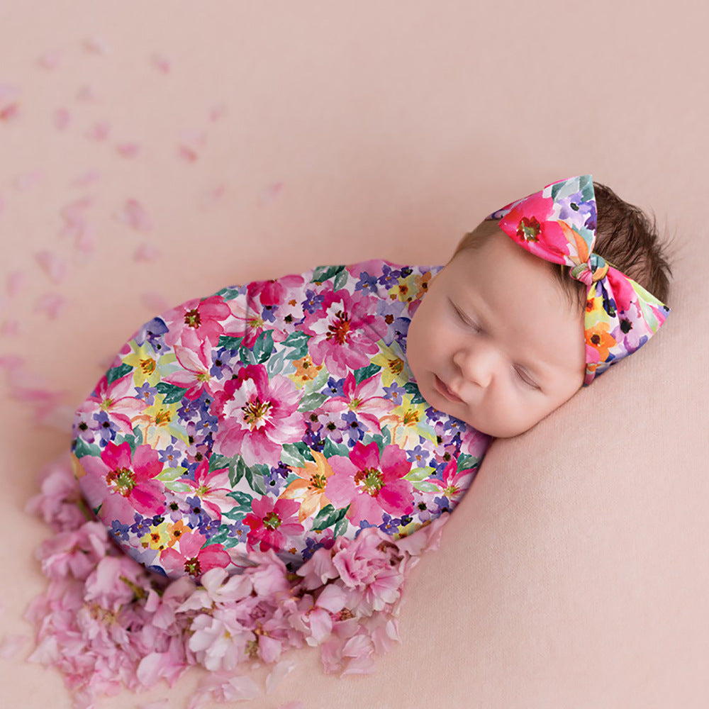 Newborn Wrap & Bow Set for Dreamy Floral Photos