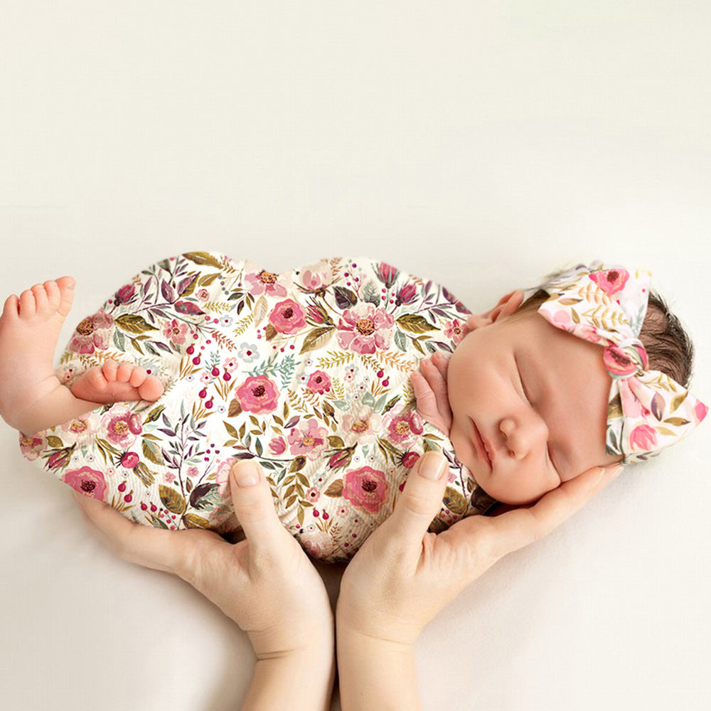 Newborn Wrap & Bow Set for Dreamy Floral Photos
