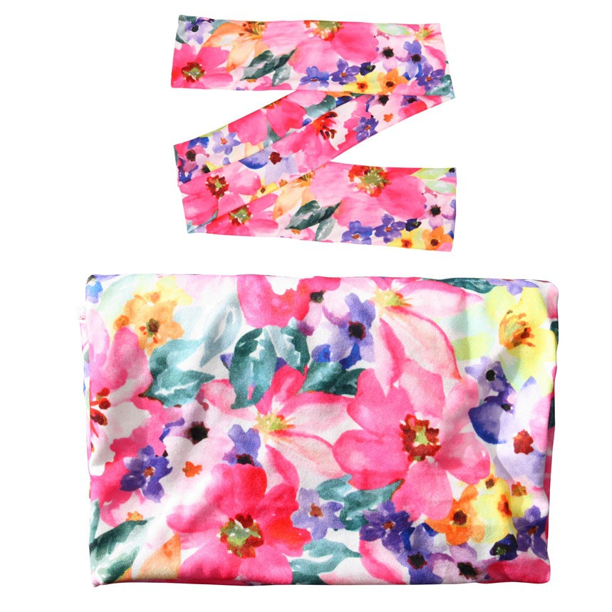 Newborn Wrap & Bow Set for Dreamy Floral Photos