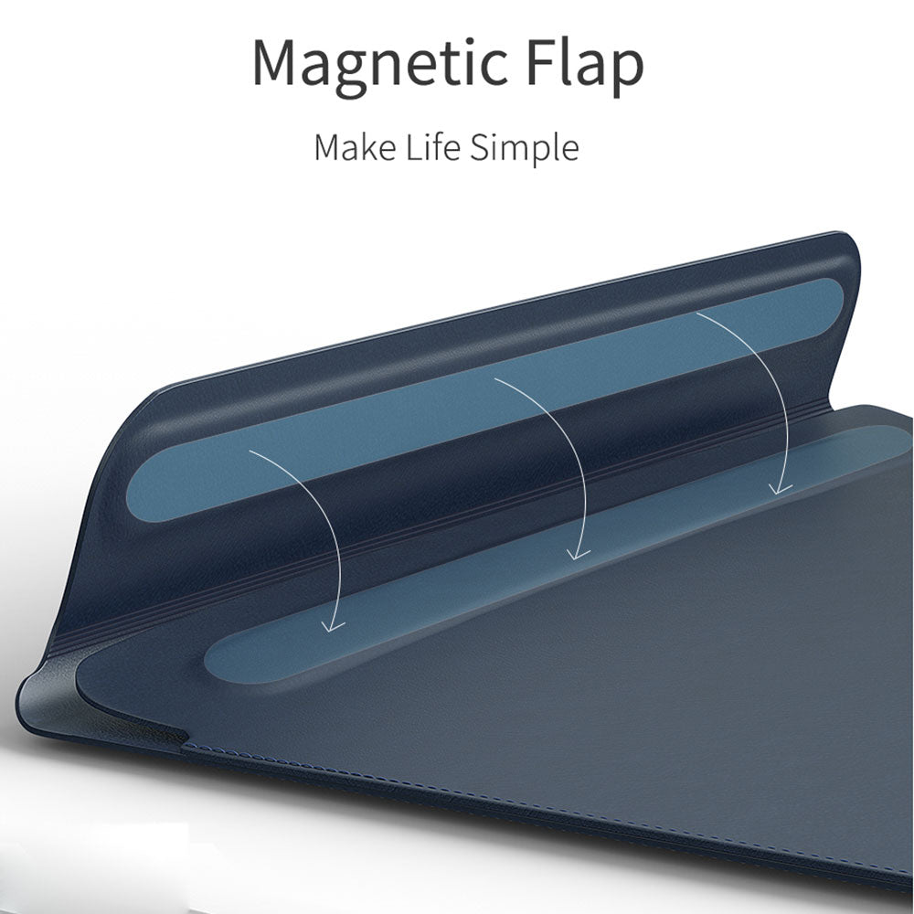 MacBook Pro Sleeve Case, Navy PU Leather Magnetic Flap