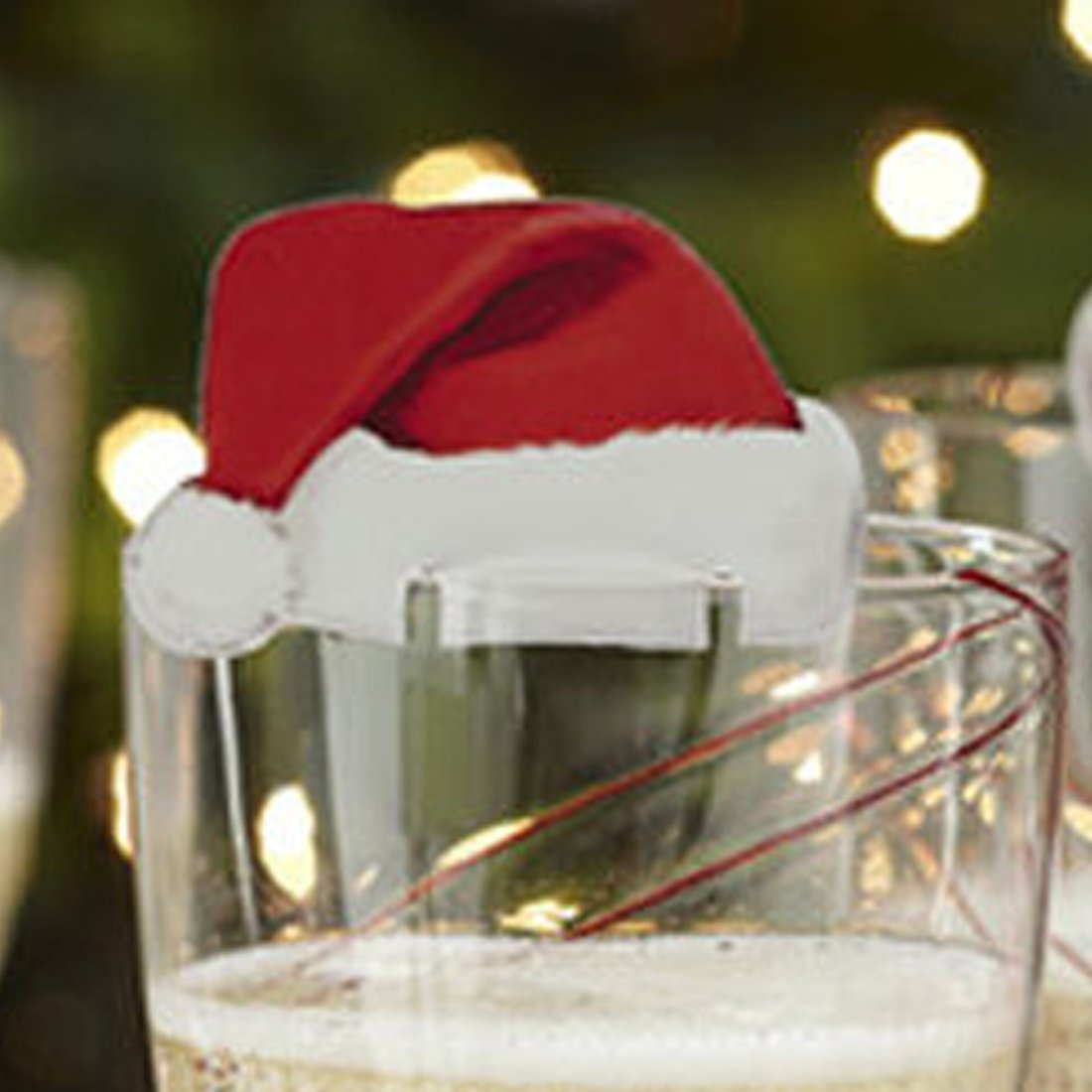 Christmas Wine Glass Markers Santa Hat Set of 10