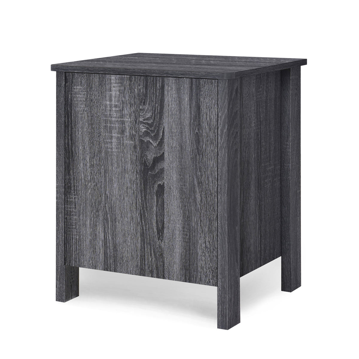 Grey Oak Nightstand with Drawers for Small Bedrooms