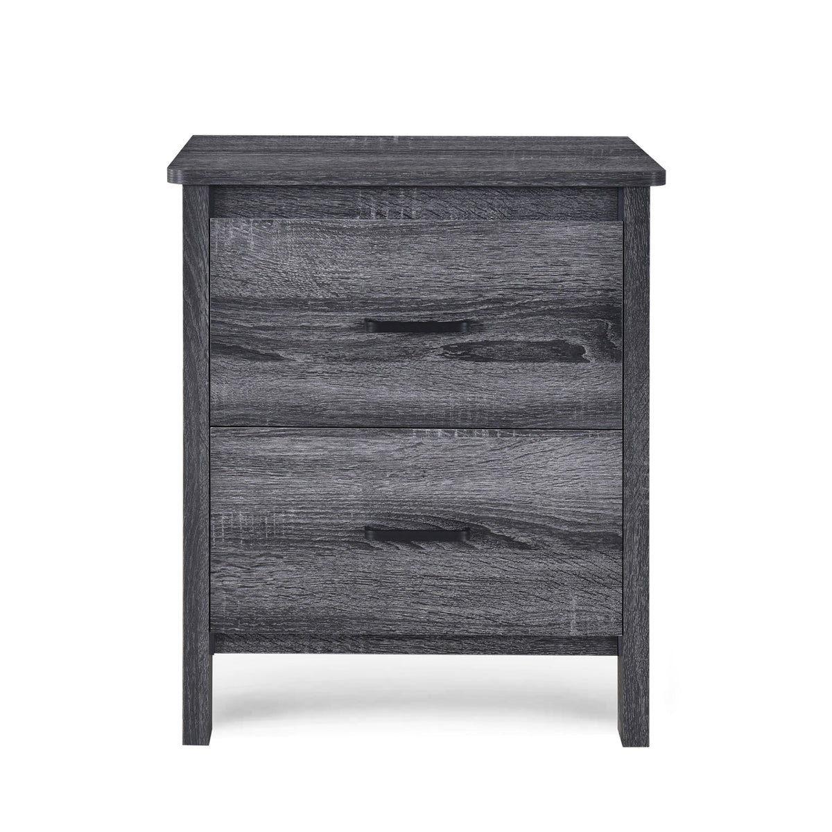 Grey Oak Nightstand with Drawers for Small Bedrooms