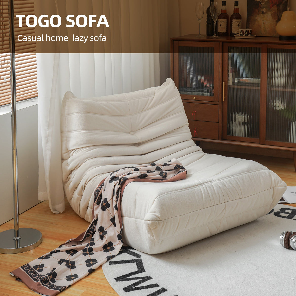 No-Assembly Bean Bag Lounger Chair for Adults Living Room