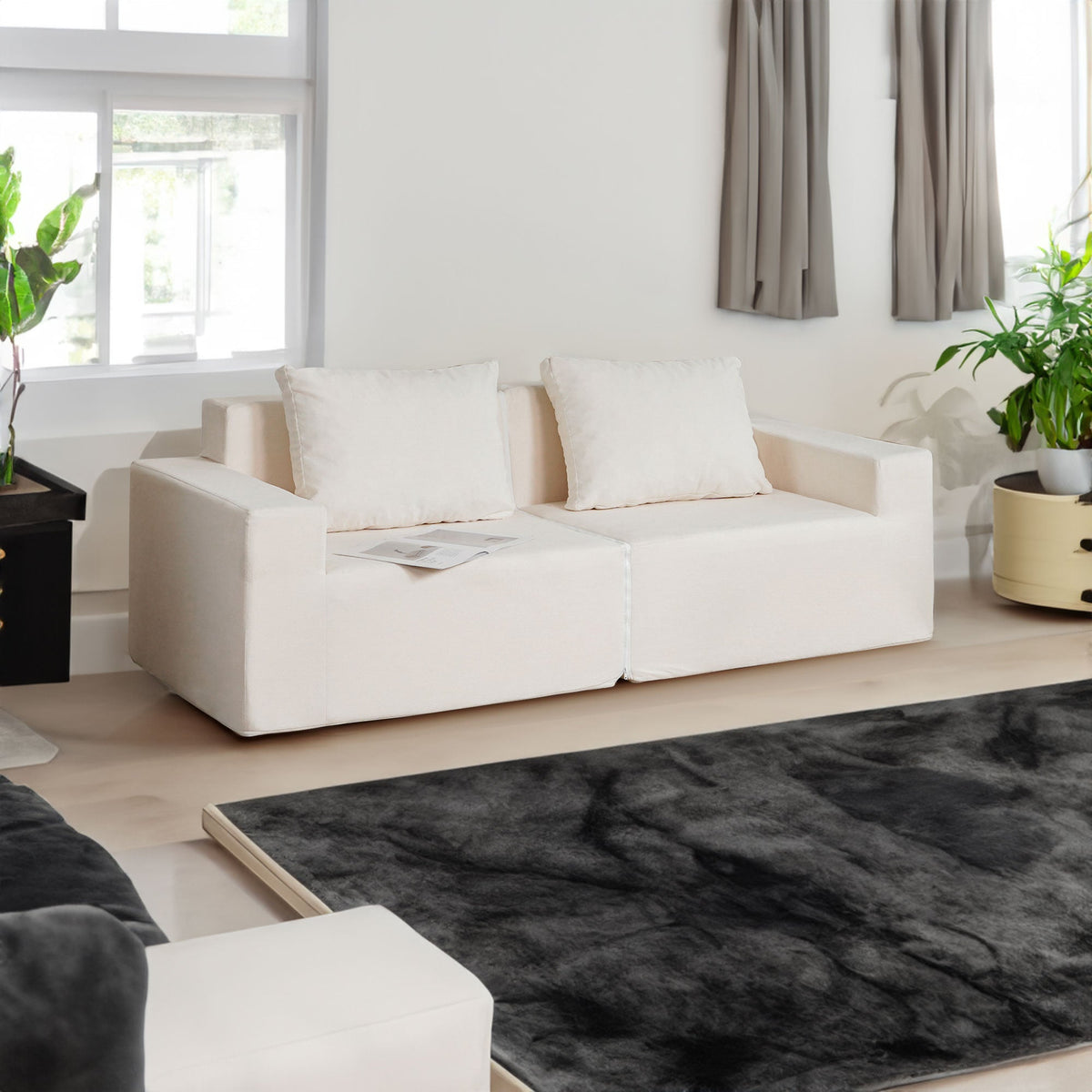 Convertible Foam Sofa No Assembly Removable Washable Cover