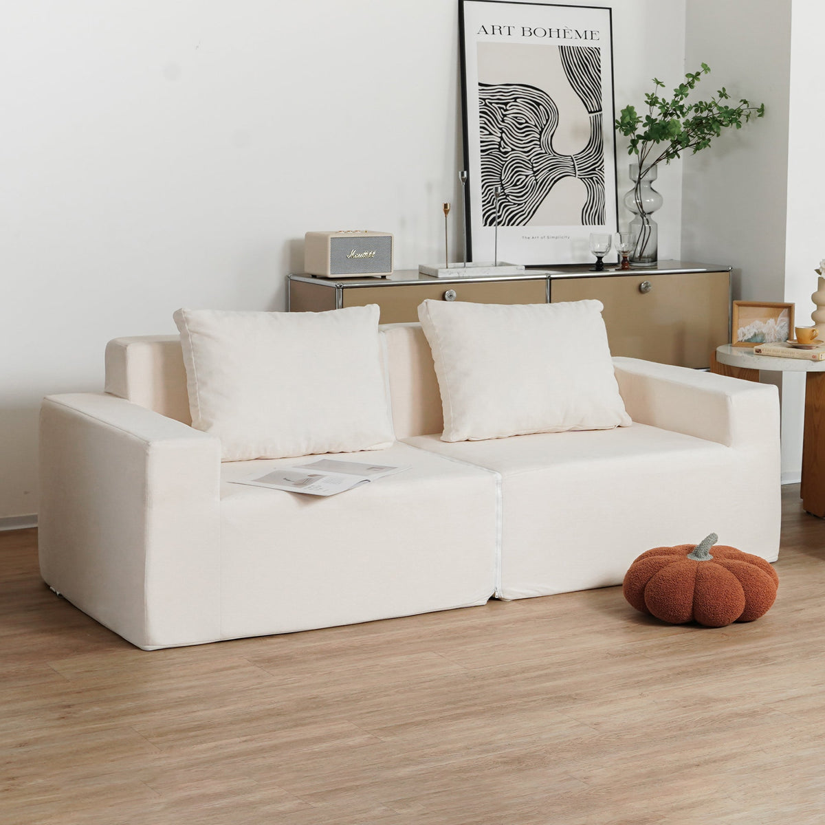 Convertible Foam Sofa No Assembly Removable Washable Cover