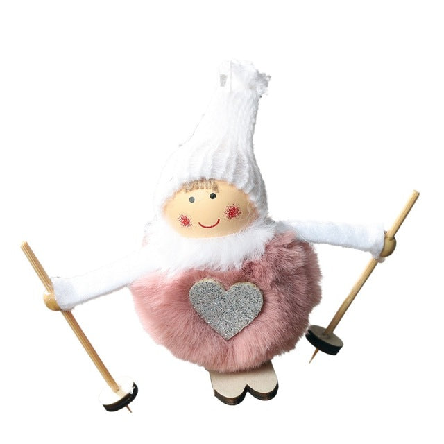 Christmas Angel Ski Plush Ornament for Cozy Holiday Décor
