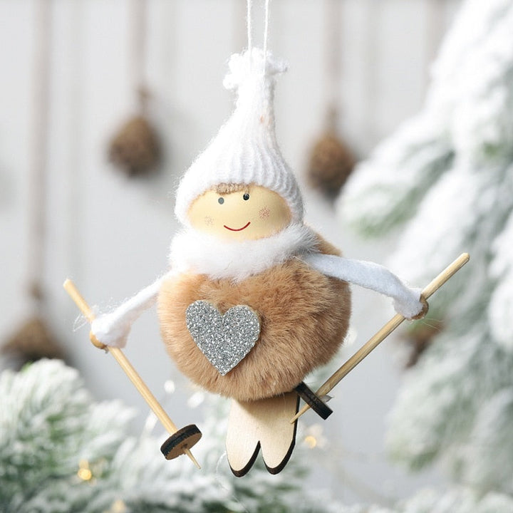 Christmas Angel Ski Plush Ornament for Cozy Holiday Décor