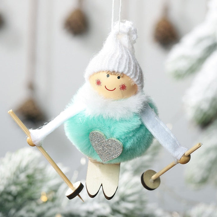 Christmas Angel Ski Plush Ornament for Cozy Holiday Décor