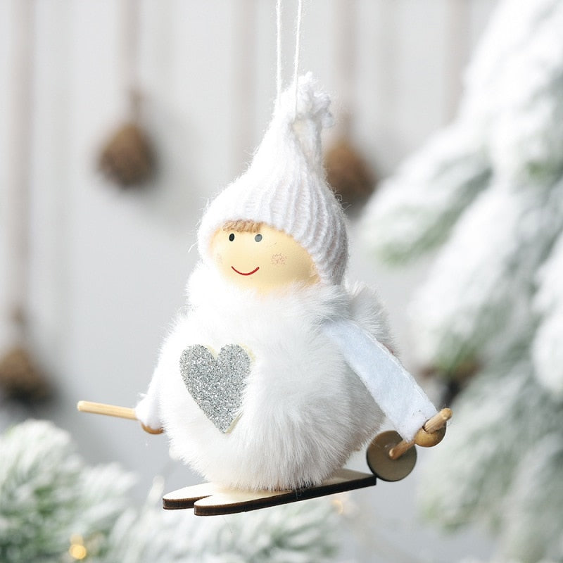 Christmas Angel Ski Plush Ornament for Cozy Holiday Décor