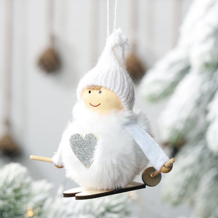Christmas Angel Ski Plush Ornament for Cozy Holiday Décor