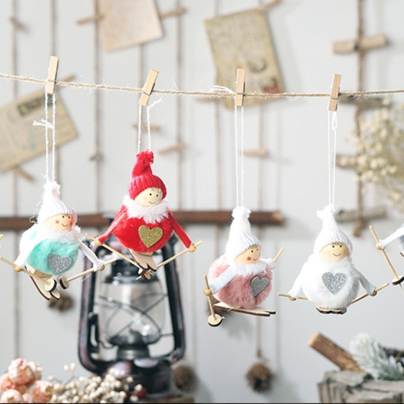 Christmas Angel Ski Plush Ornament for Cozy Holiday Décor