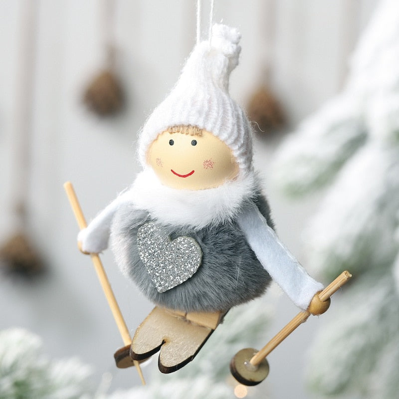 Christmas Angel Ski Plush Ornament for Cozy Holiday Décor