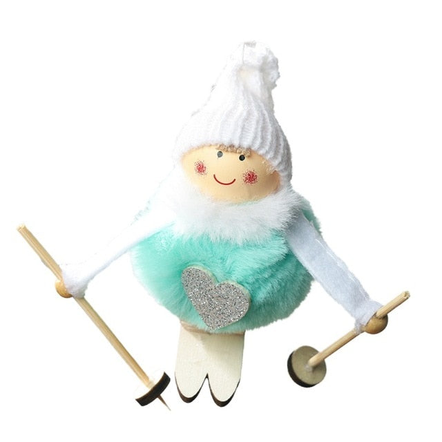 Christmas Angel Ski Plush Ornament for Cozy Holiday Décor