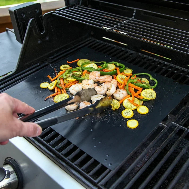 Reusable Non-Stick BBQ Grill Mat for Veggies & Shrimp