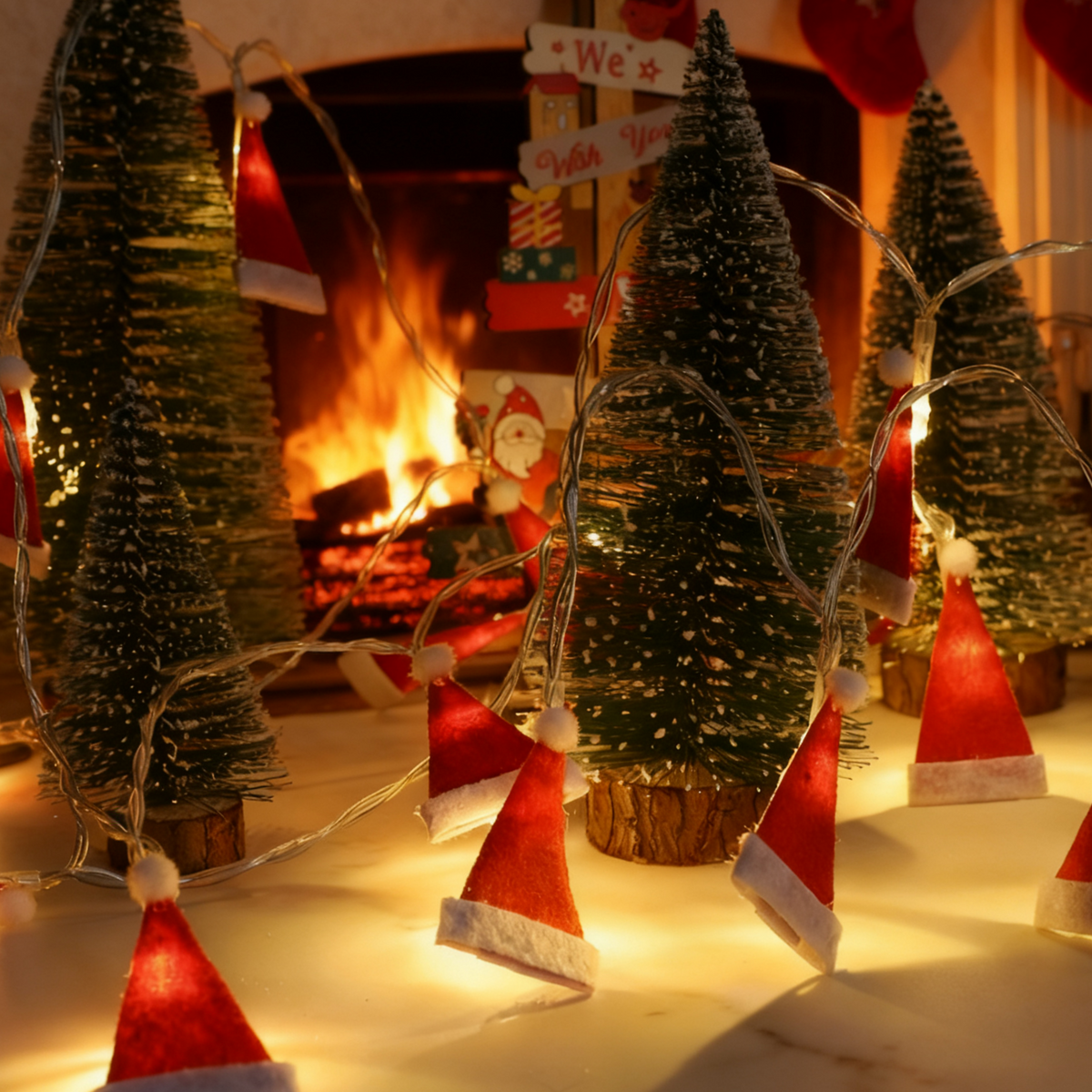 Santa Hat LED String Lights for Cozy Christmas Decor