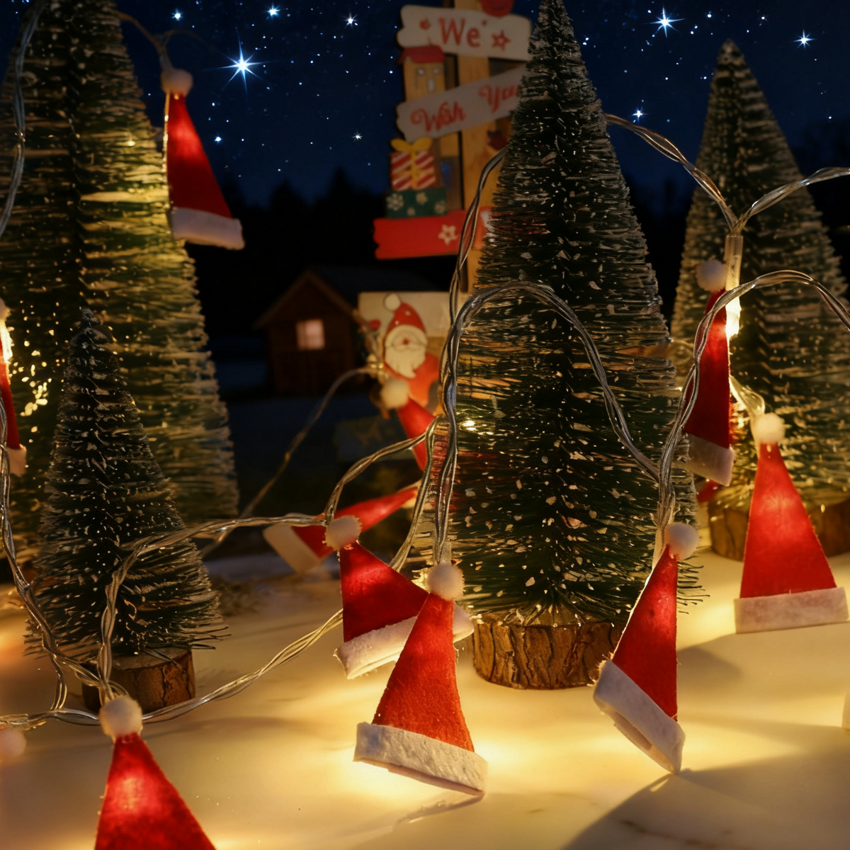 Santa Hat LED String Lights for Cozy Christmas Decor
