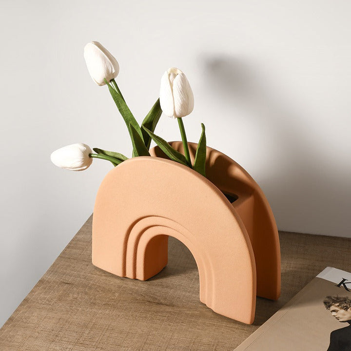Nordic Ceramic Arch Vase for Modern Floral Displays