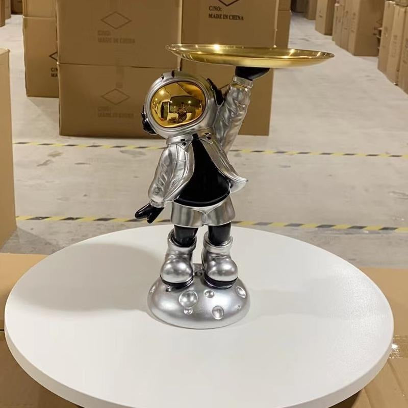 Astronaut Decor Sculpture With Functional Display Tray