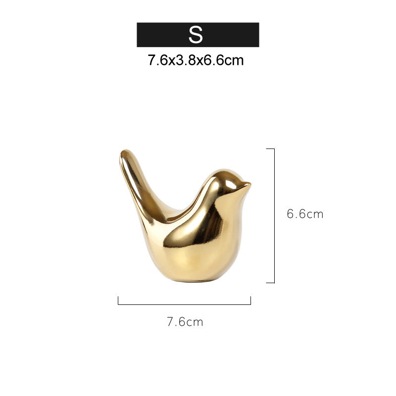 Golden Ceramic Bird Sculpture for Elegant Nordic Decor