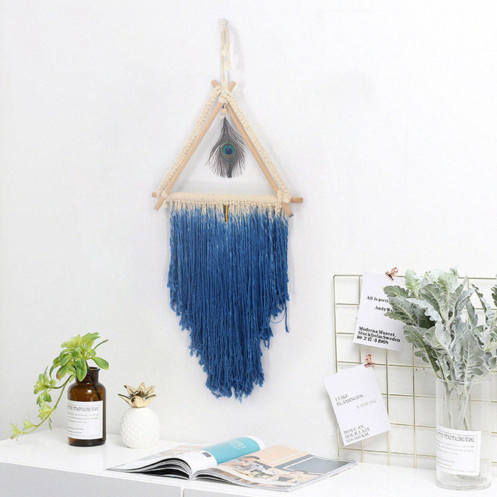 Bohemian Wall Hanging – Textured Peacock Feather Accent