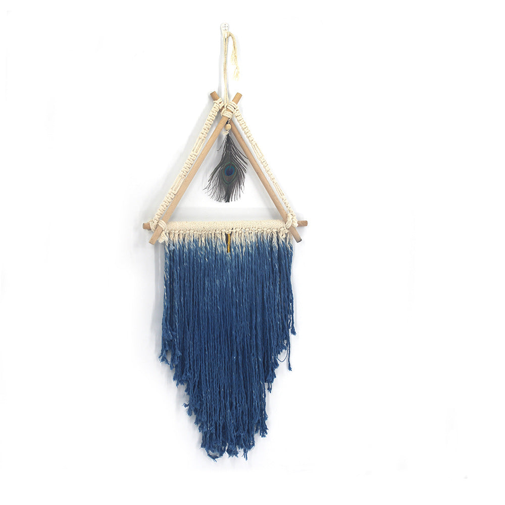 Bohemian Wall Hanging – Textured Peacock Feather Accent