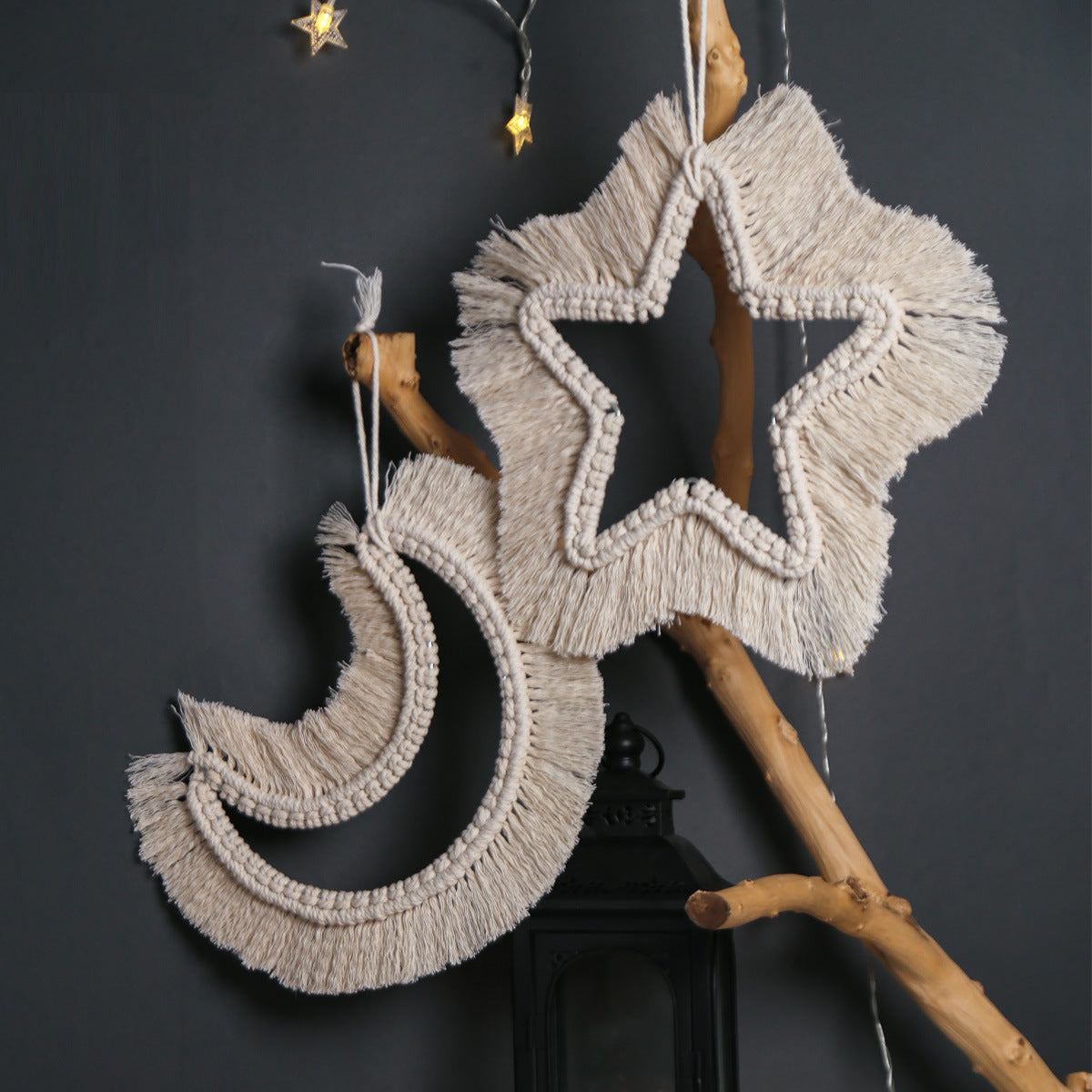 Hand-Woven Moon & Star Wall Decor for Cozy Walls