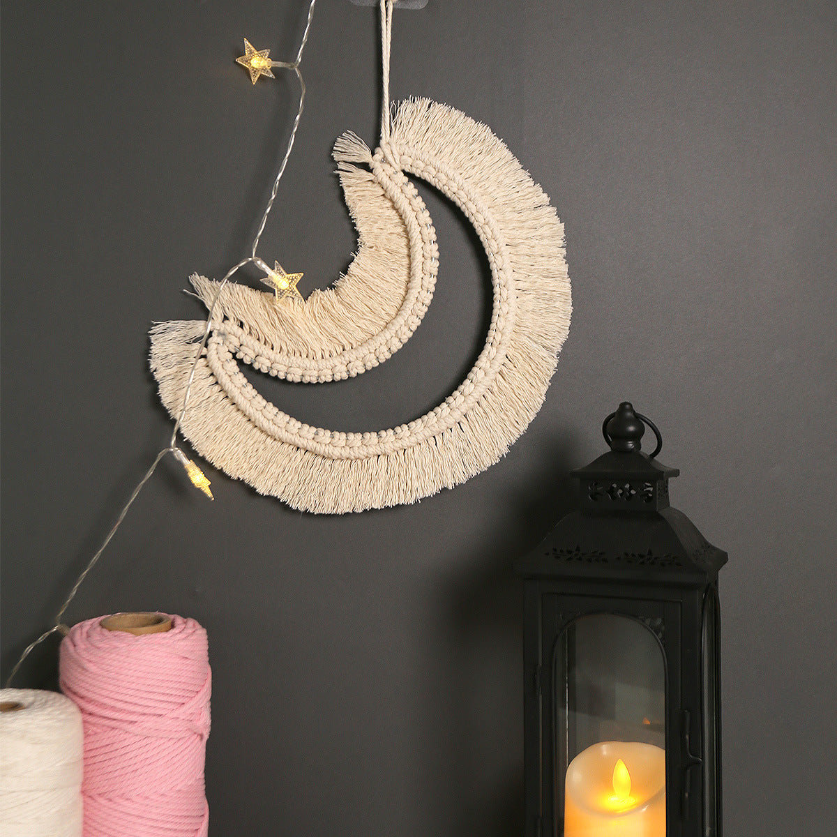 Hand-Woven Moon & Star Wall Decor for Cozy Walls