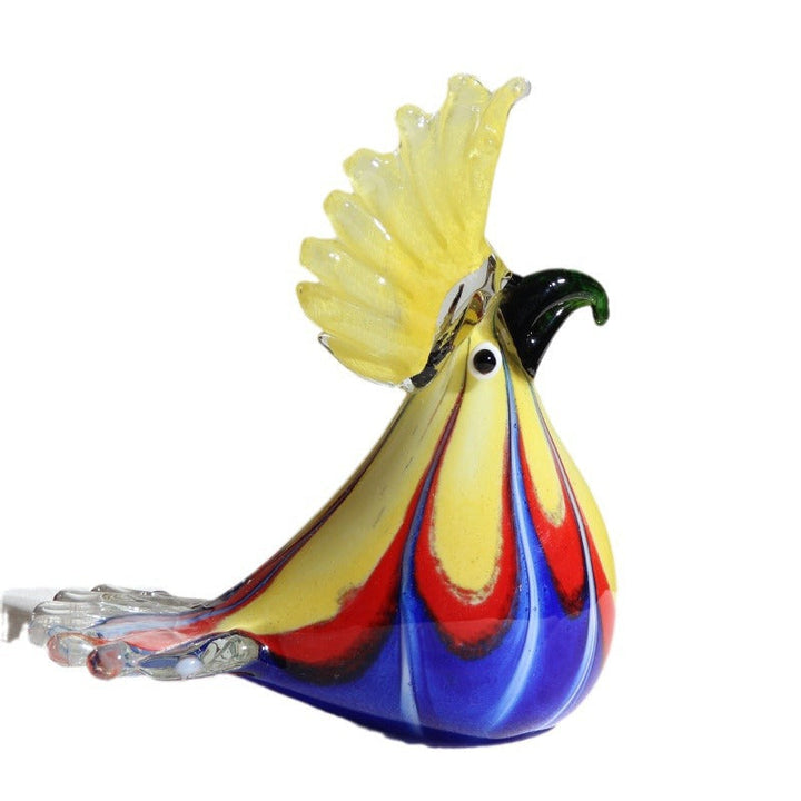 Hand-Blown Glass Bird Figurine for Colorful Displays