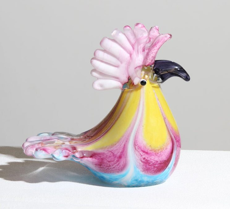 Hand-Blown Glass Bird Figurine for Colorful Displays