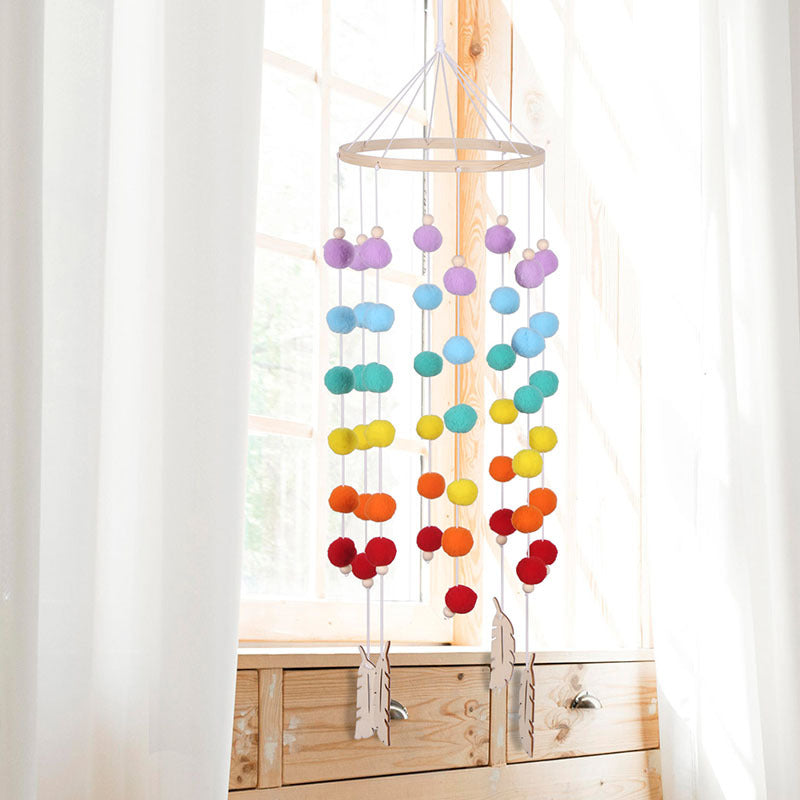 Rainbow Felt Ball Wall Hanging for Cheerful Kids' Rooms