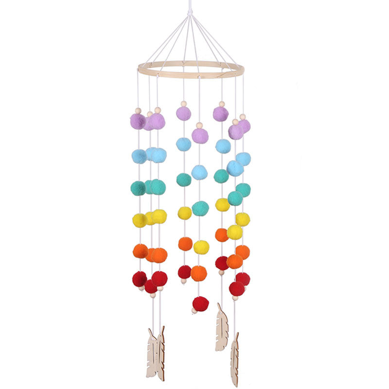 Rainbow Felt Ball Wall Hanging for Cheerful Kids' Rooms