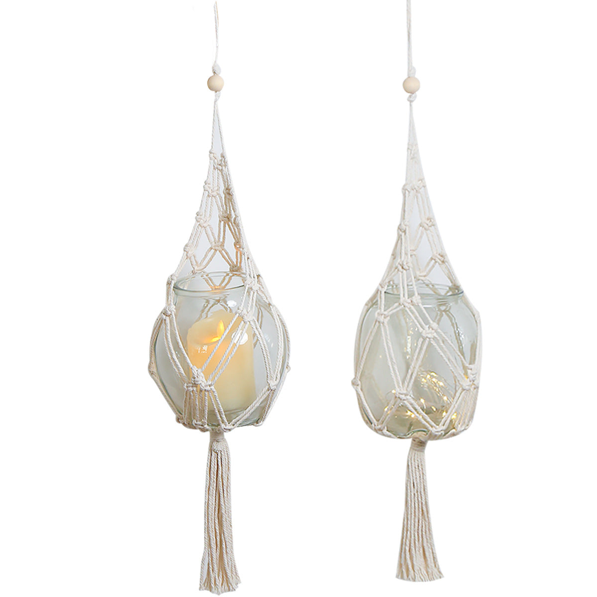 Macrame Wall Hanging Glass Holder for Cozy Boho Decor
