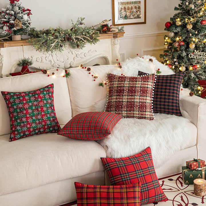 Christmas Plaid Pillow Covers for Cozy Nordic Sofa Decor