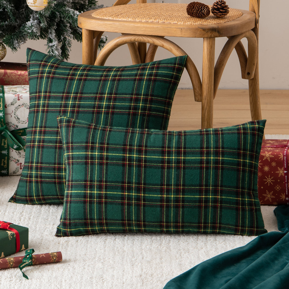 Christmas Plaid Pillow Covers for Cozy Nordic Sofa Decor