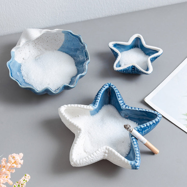 Ceramic Ashtray Set – Nordic Coastal Tabletop Decor