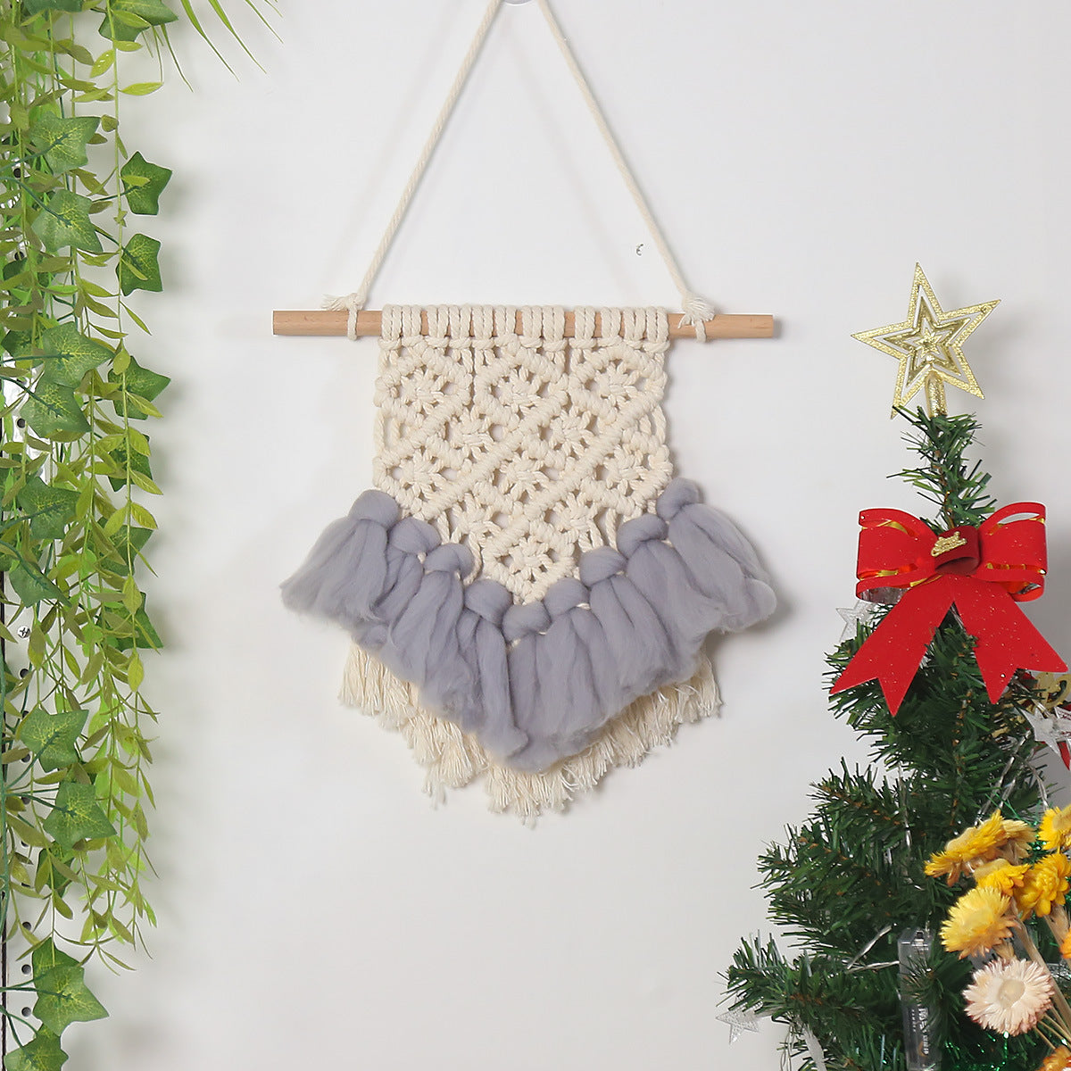 Hand-Woven Wall Tapestry for Cozy Nordic Room Texture