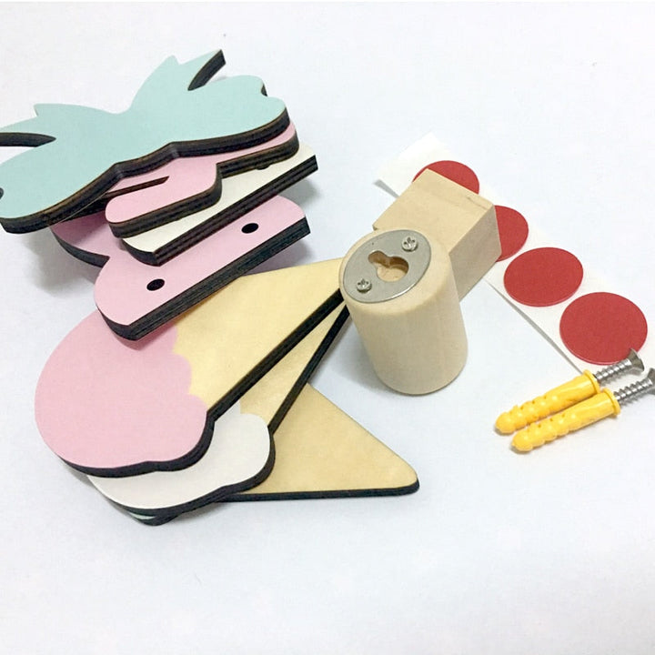 Nordic Wooden Kids’ Wall Hooks for Cheerful Storage