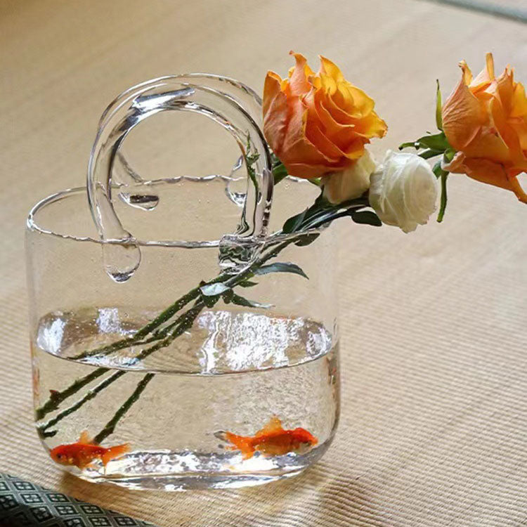 Glass Vase with Sculptural Handles for Nordic Decor